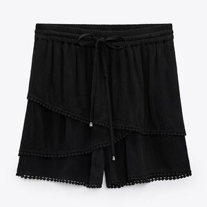 Zara Ruffled Black Skort